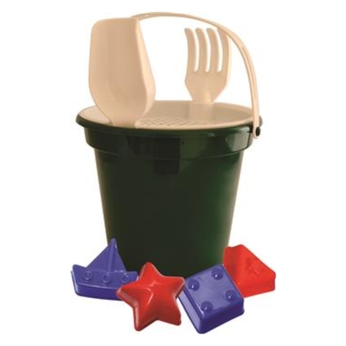 balde de praia com alça, peneira, pá, rastelo e 4 formas-AFK-771467