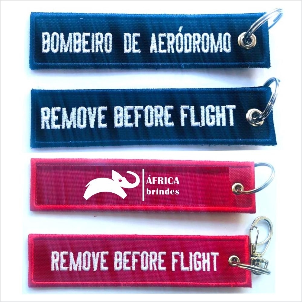 Chaveiro de tecido - Remove Before Flight - COM ARGOLA