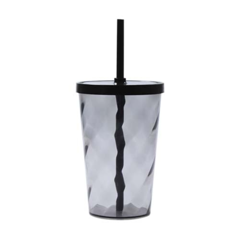 Copo 550 ml espiral com tampa e canudo